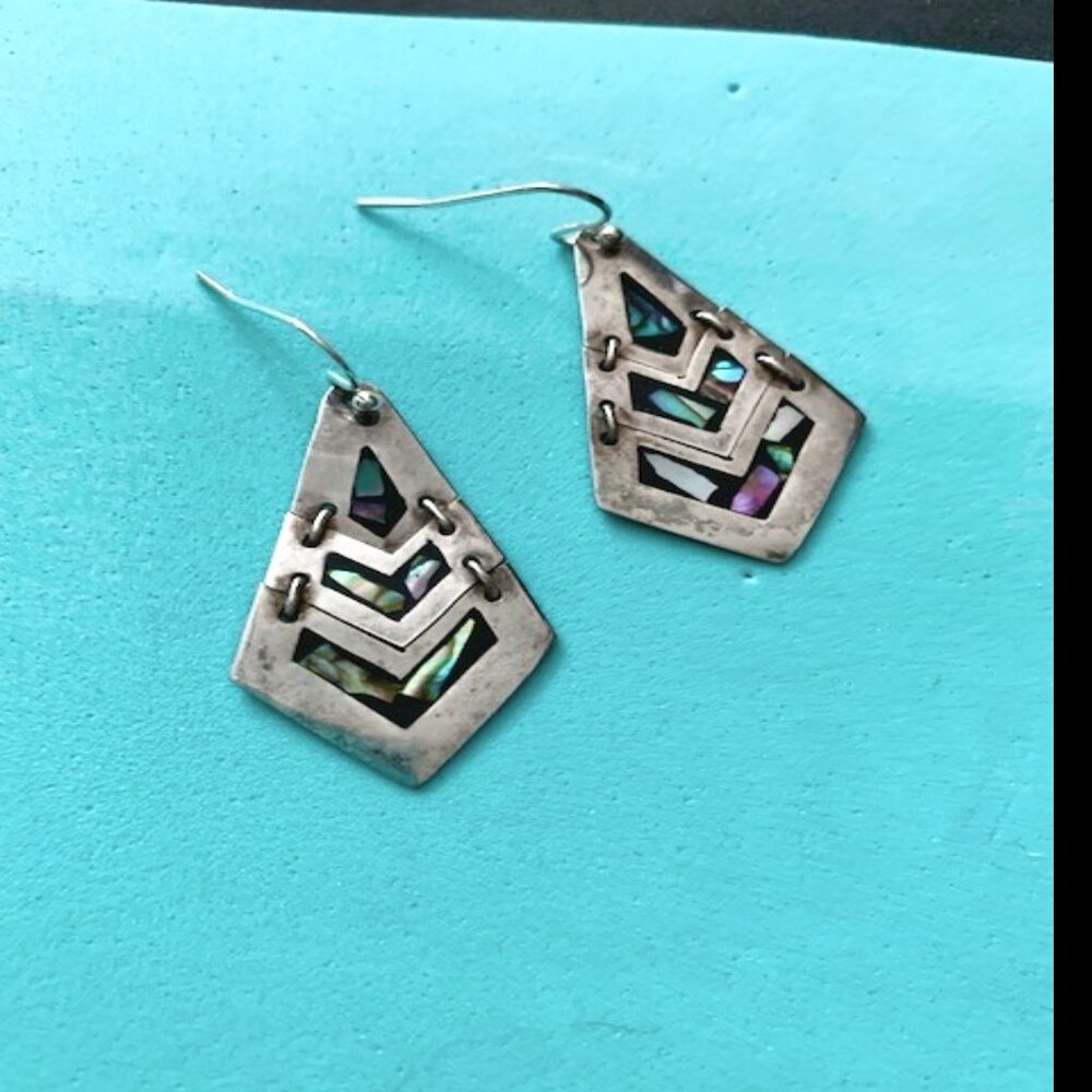 Mexican Silver Abalone Earrings